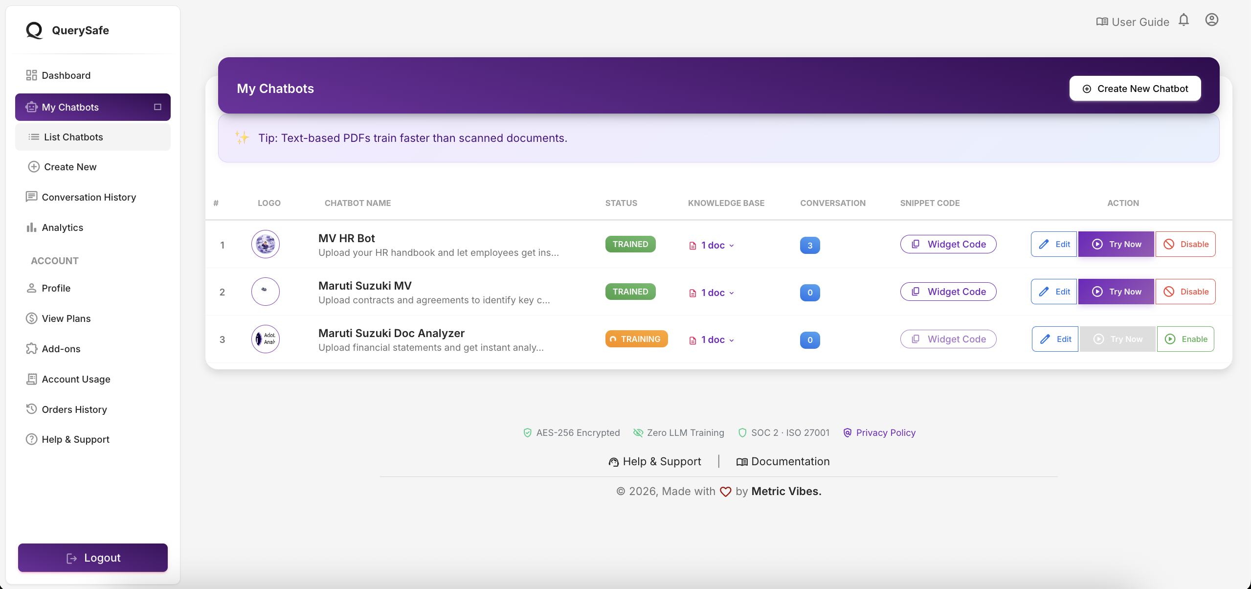 Manage Your Chatbots